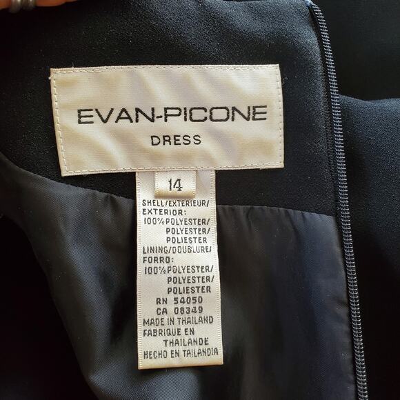 Evan Picone Vintage Black Short Sleeve Sheath Dress 14 - Picture 7 of 7